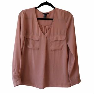 3/$15 - Aritzia Pink V-Neck Long Sleeve Blouse